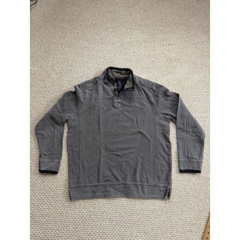 mens carbon 2 cobalt Pull Over Sweatshirt . Medium Gray 1/4 Zip Button